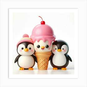 Ice Cream Penguins 4 Art Print