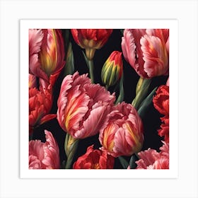 Pink Parrot Tulips Art Print