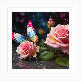 Roses In The Rain Art Print