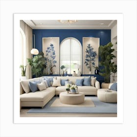 Blue Living Room Art Print
