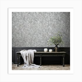 Abstract Stone Material Structure Grey Rock Halloween Granular Rough Wallpaper Stucco Dar (28) Art Print