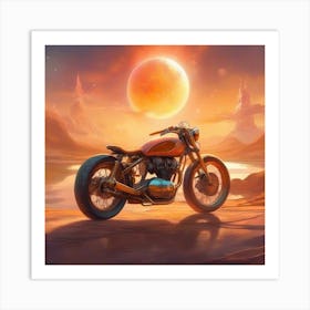 Motorcycle In The Desert Art Print