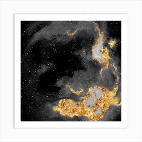 100 Nebulas in Space with Stars Abstract in Black and Gold n.102 Art Print