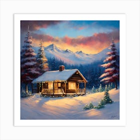 Cabin In The Snow 1 Art Print