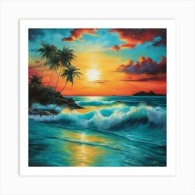 Oceans turquoise depths in hyperrealistic style Art Print