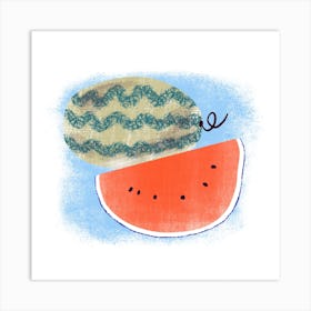 Fresh Watermelon In Summer Square Art Print