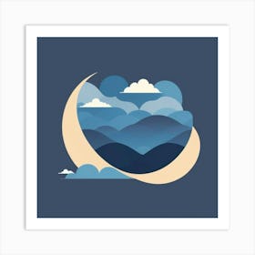 Moon And Clouds Art Print