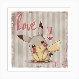 Valantines Day Baby Pikachu Art Print