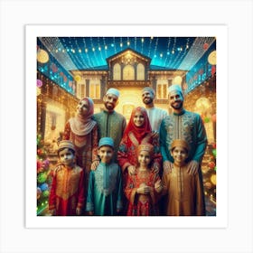 Muslim Family At Christmas Art Print