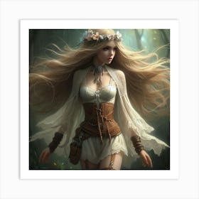 Beautiful Girl In The Forest 2 Art Print