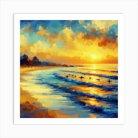 Sunset Beach Painting Art Print