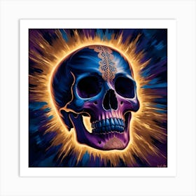 A Breathtaking, High Resolution Illustration Of A Stylized Skull, Masterfully Rendered In Vibrant, Abstract Art, Featuring Bold, Expressive Brushstrokes And Intricate Textures (2) Art Print