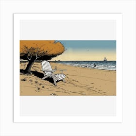 Adirondack Chair On The Beach Art Print