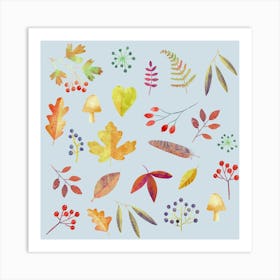 Autumn Leaves Forest Floor Watercolor Art Print