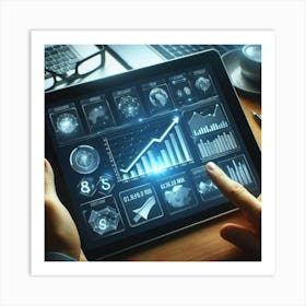 Ipad With Graphs Art Print