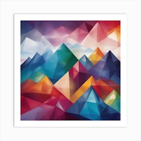 Abstract Colourful Geometric Mountains 4 Art Print