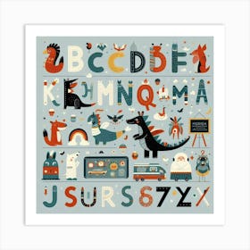 Alphabet kid's bedroom Wall art Art Print