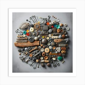 Assemblage With Found Objects (2) Art Print