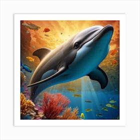 Dolphin In The Ocean Art Print