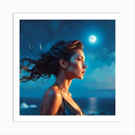 Night At The Beach Art Print