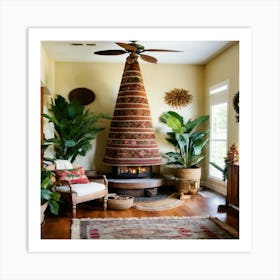 Living Room With Christmas Tree Art Print