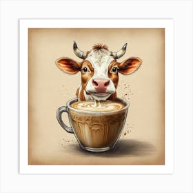 Cow With A Cup Of Coffee 1 Art Print