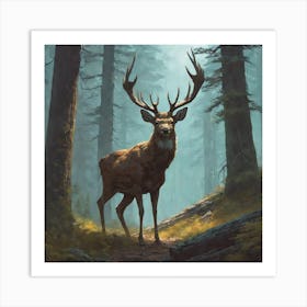 Deer In The Woods 35 Art Print