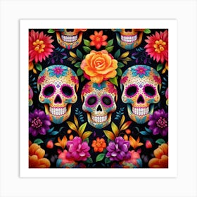 Day Of The Dead Skulls 10 Art Print