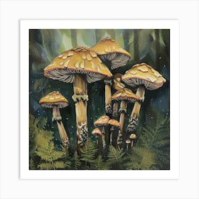 Mushrooms Fairycore Painting 4 Art Print