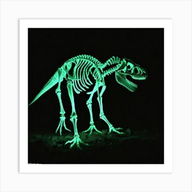 Dinosaur Skeleton Bones Glow Dark Prehistoric Fossil Paleontology Radiant Luminescent Haun (4) Art Print