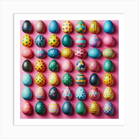 Eggs On Pink Background Art Print