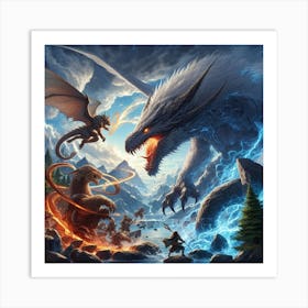 Dragons Fighting Art Print