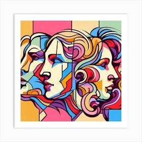 Three Women'S Heads Art Print