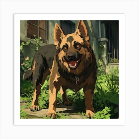 Giant Angry German Shepherd Dog 7 Art Print