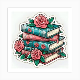 Roses On Books 2 Art Print