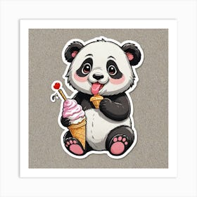 Sticker Of A Cute Panda Eating Ice Cream 1408441847 Art Print