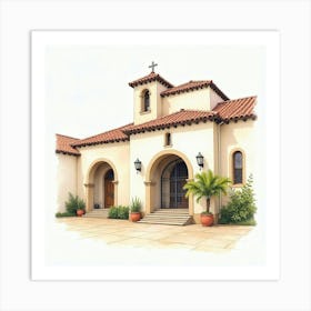 Spanish Architectural Details, Like Arches And Columns, In Watercolor Art Print