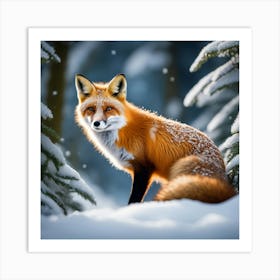 Red Fox In The Snow 3 Art Print