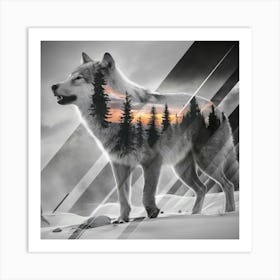 Wolf At Sunset Art Print