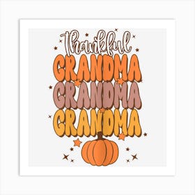 Womens Thankful Grandma Family Thanksgiving Matching Group Pumpkin Art Print