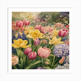 Tulips In The Garden 16 Art Print