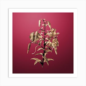 Gold Botanical Tiger Lily on Viva Magenta n.0074 Art Print