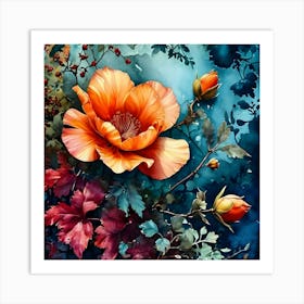 Orange Poppy Painting Art Print