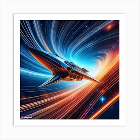 A Futuristic Spaceship Traveling Through A Wormhole Art Print