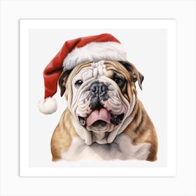 Bulldog Santa Hat 2 Art Print