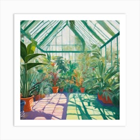 Botanical Greenhouse Series in Style of David Hockney 1 Art Print