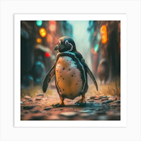 Penguin In The City Art Print