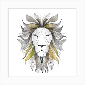 Lion Lineart Art Print