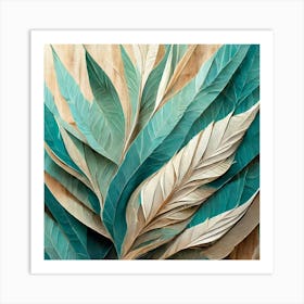 Firefly Beautiful Modern Detailed Botanical Rustic Wood Background Of Sage Herb And Indian Feathers (6) Art Print