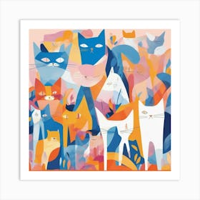 Cats In A Group Art Print